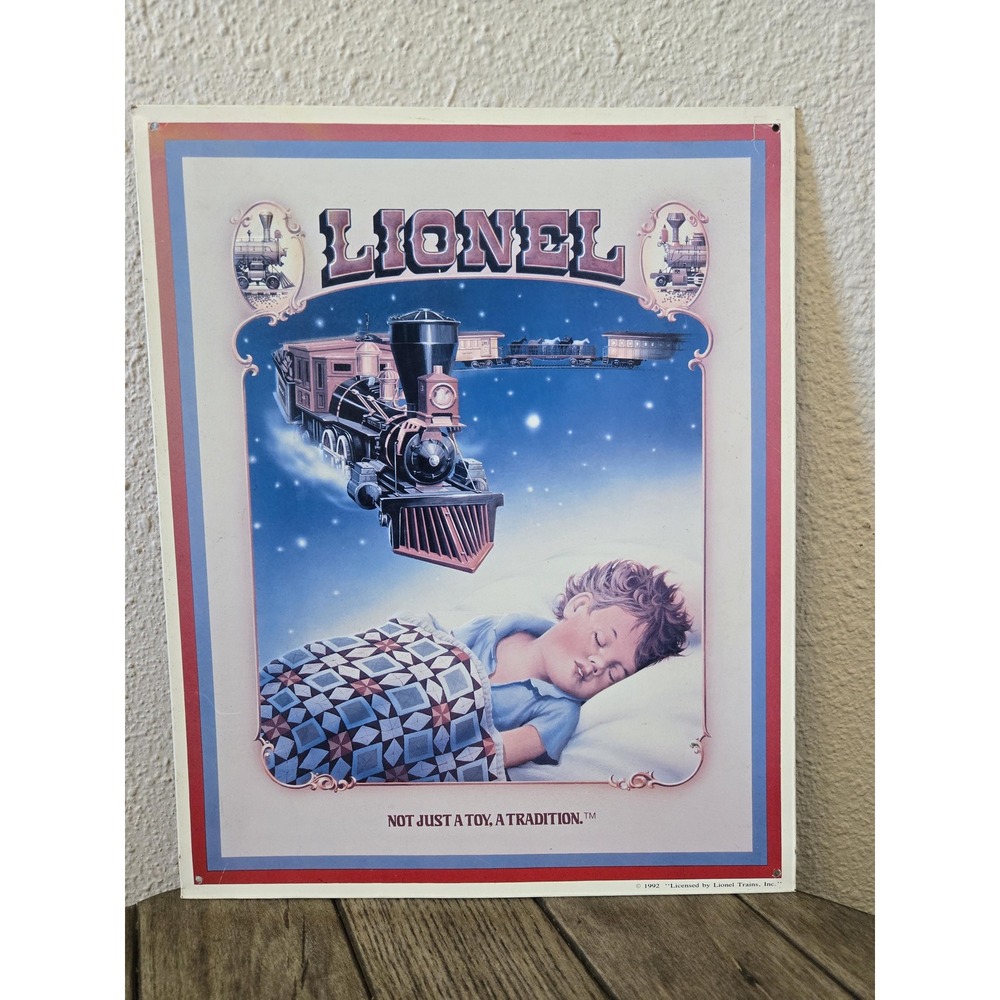 Vintage 1992 Lionel Trains Metal Tin Sign Not Just A Toy A Tradition 13.5x11